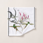 Kolibris u. asiatisches Lilien-Blumen-Bad-Tuch-Set Badhandtuch Set (Waschlappen)
