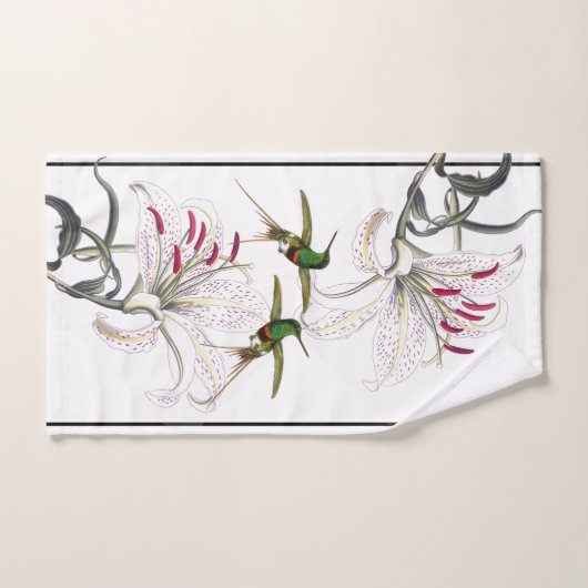 Kolibris u. asiatisches Lilien-Blumen-Bad-Tuch-Set Badhandtuch Set (Handtuch)