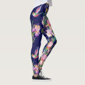 Kolibris u. blaues Mit Blumenlegging Leggings (Rechts)