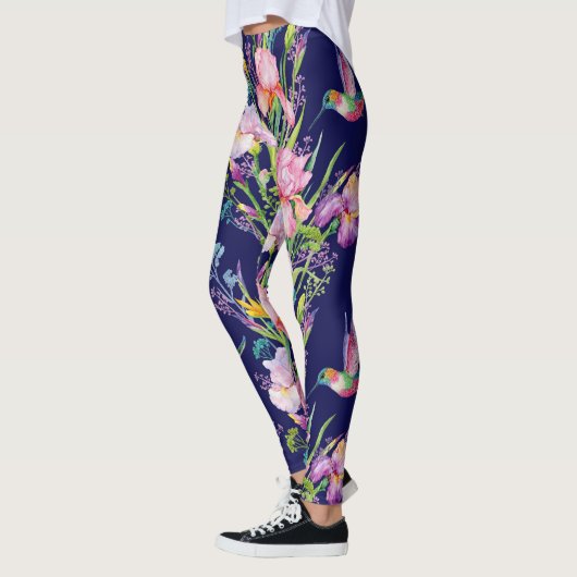 Kolibris u. blaues Mit Blumenlegging Leggings (Links)