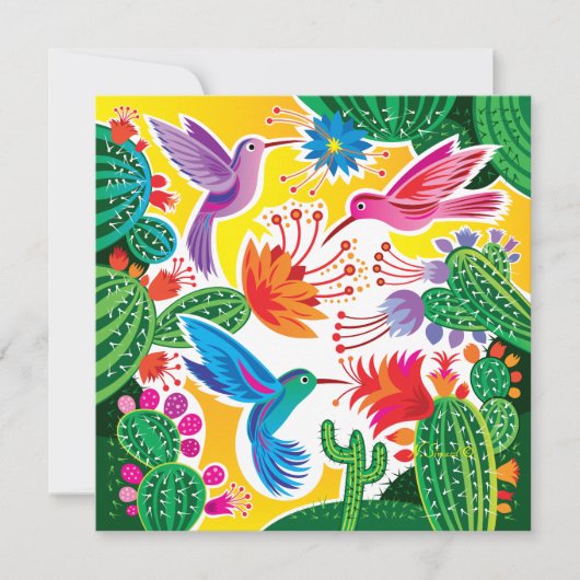Kolibris und blühende Kakteen (Vorderseite)