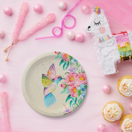 Kolibris und Blume Pappteller (Party)