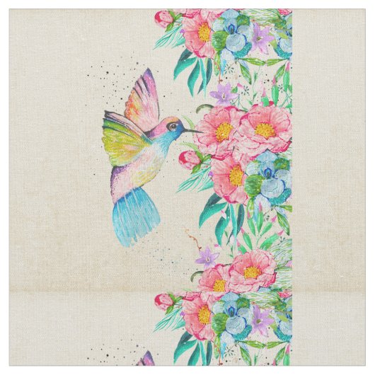 Kolibris und Blume Stoff (Nahaufnahme)