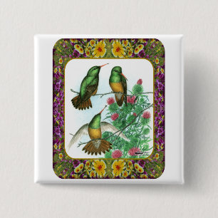 Kolibris und Blumen #1 Button