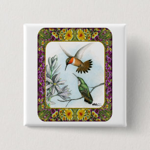 Kolibris und Blumen #2 Button
