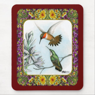 Kolibris und Blumen #2 Mousepad