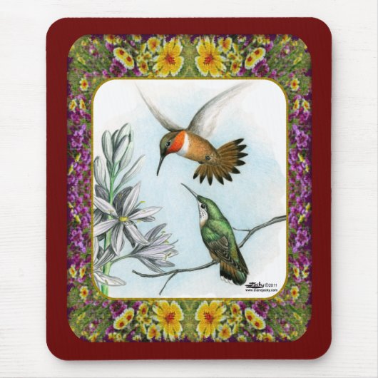Kolibris und Blumen #2 Mousepad (Vorne)