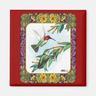 Kolibris und Blumen #4 Magnet