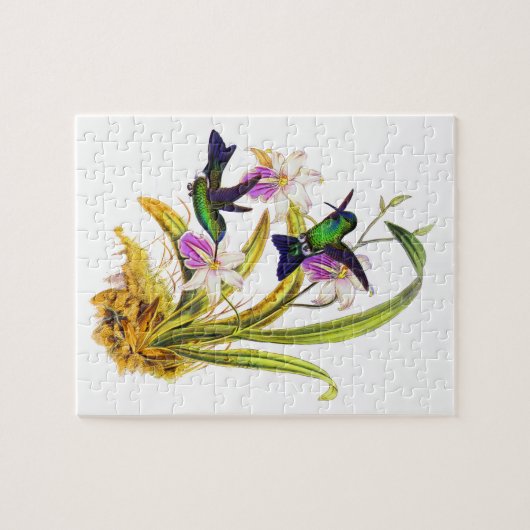 Kolibris und lila Orchideen Puzzle (Horizontal)