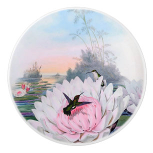 Kolibris und Lotos-Keramik-Griff Keramikknauf
