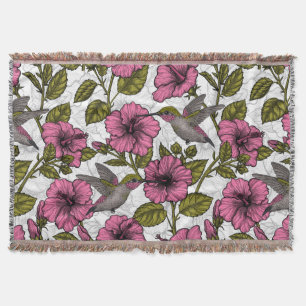 Kolibris und rosa Hibiskusblüten Decke