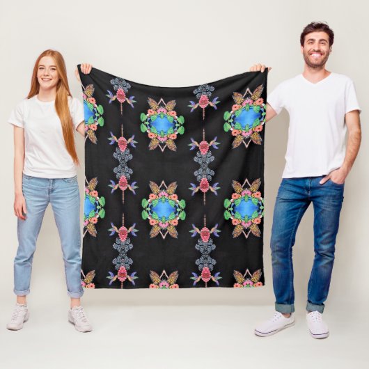 Kolibris und Schmetterlinge Fleece-Decke Fleecedecke (Beispiel)