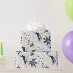 Kolibris und weiße Blumen. Geschenkpapier