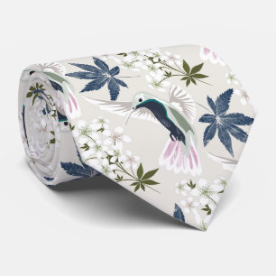 Kolibris und weiße Blumen. Krawatte