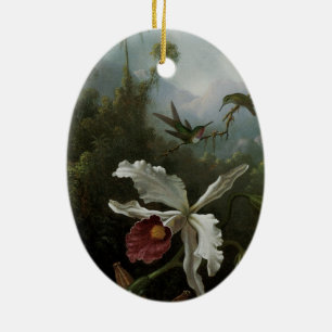 Kolibris und Weiße Orchidee von Martin J. Heade Keramik Ornament
