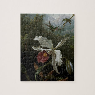 Kolibris und Weiße Orchidee von Martin J. Heade Puzzle