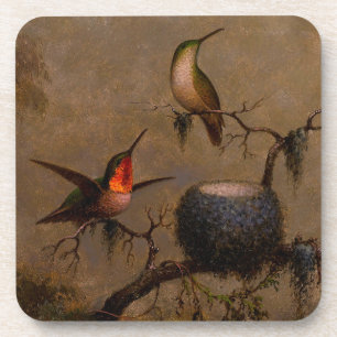 Kolibris Vogelnest viktorianische Heade-Malerei Getränkeuntersetzer