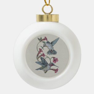 Kolibris & Weinrebe Keramik Kugel-Ornament
