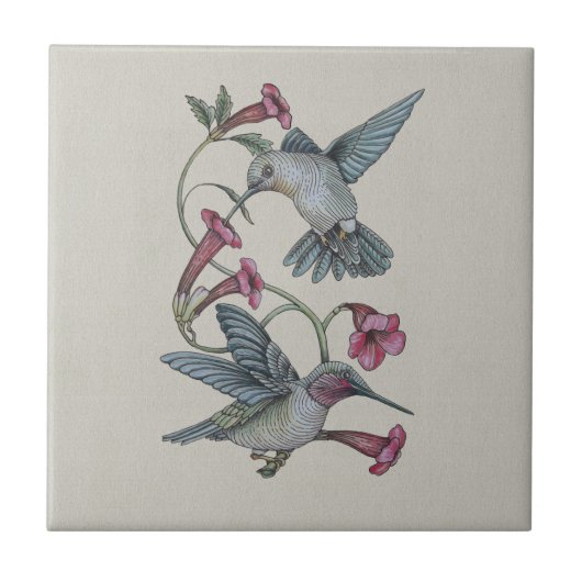 Kolibris & Weinreben Fliese (Vorderseite)