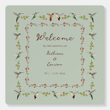 Kolibris Willkommens-Hochzeitsschild