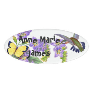Kolibrivogel Schmetterling Blumen Florales Namenss Namenschild