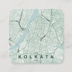Kolkata Indien Stadtplan & Benutzerdefinierter Tex Quadratische Visitenkarte