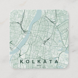 Kolkata Indien Stadtplan & Benutzerdefinierter Tex Quadratische Visitenkarte