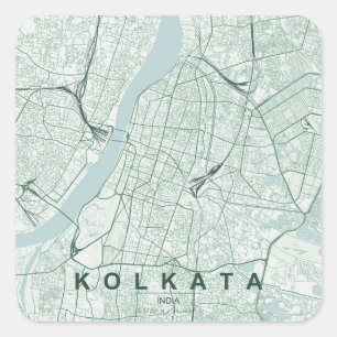 Kolkata Indien Stadtplan Minimales Design Quadratischer Aufkleber