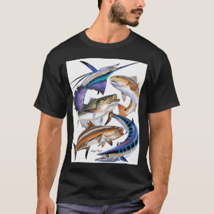 Kollage aus Sportfischen T-Shirt