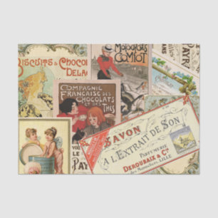 Kollage vintage französischer Schokoladenwerbung Seidenpapier