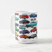 Kollagemuster mit klassischen Oldtimern Kaffeetasse (Vorderseite Links)
