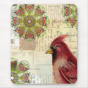 Kollagierte alte Briefe und Postkarten mit Vogel Mousepad