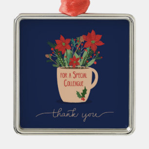 Kolleague Vielen Dank an Christmas Poinsettias Ornament Aus Metall