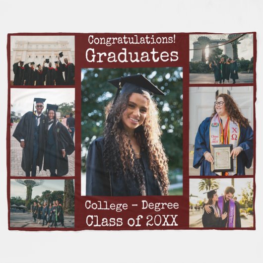Kollegium Maroon Herzlichen Glückwunsch Graduates  Fleecedecke (Vorderseite (Horizontal))