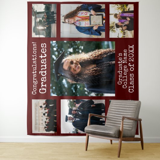 Kollegium Maroon Herzlichen Glückwunsch Graduates  Wandteppich (Beispiel)