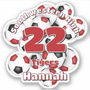 Kollektion von roten schwarzen Fußballbällen Teamg Aufkleber