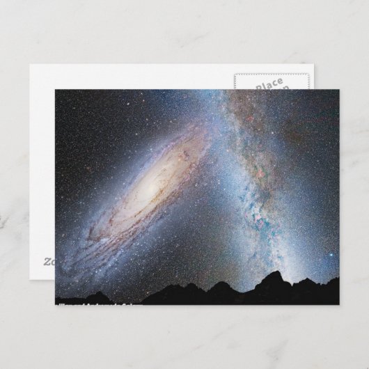 Kollision von Milchstraße und Andromeda Postkarte (Vorne/Hinten)