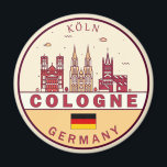 Köln City Skyline Emblem Magnet<br><div class="desc">Köln minimalistisches,  farbenfrohes Kunstdesign mit Denkmälern und Sehenswürdigkeiten der Stadt in Deutschland.</div>