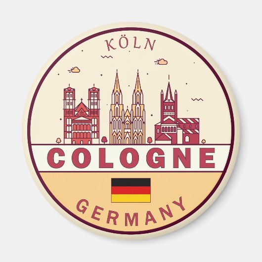 Köln City Skyline Emblem Magnet (Vorne)