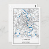 Köln Deuschland City Map Einfaches Ziel Postkarte (Vorne/Hinten)