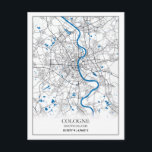 Köln Deuschland City Map Einfaches Ziel Postkarte<br><div class="desc">Köln-Deuschland-Stadtkarte</div>