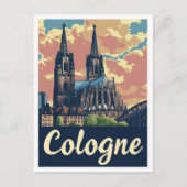 Köln Deutschland Art Vintage Reise Illustration Postkarte (Vorderseite)