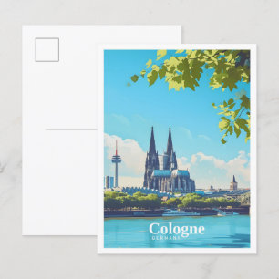 Köln Deutschland Art Vintage Reise Postkarte