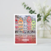 Köln Deutschland Berühmte Wasserfarbskizze Postkarte (Stehend Vorderseite)