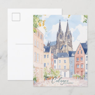 Köln Deutschland Gouache-Malerei Illustration Reis Postkarte