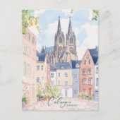 Köln Deutschland Gouache Paint Illustration Travel Postkarte (Vorderseite)