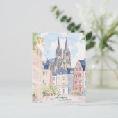Köln Deutschland Gouache Paint Illustration Travel Postkarte (Stehend Vorderseite)