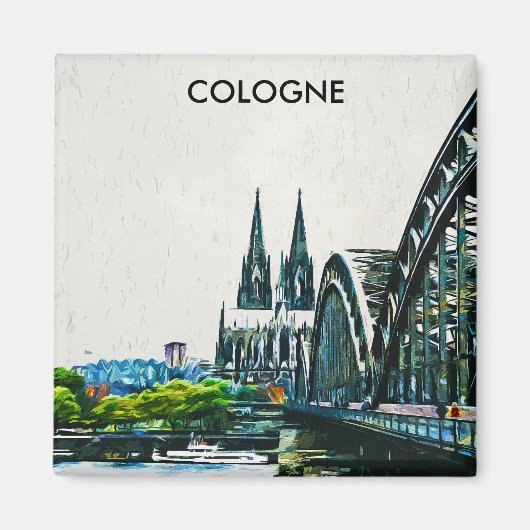 Köln Deutschland Panoramafoto Magnet (Vorne)