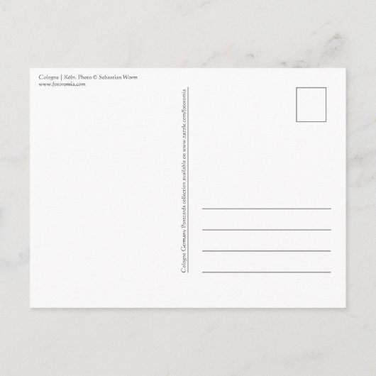 Köln Deutschland Postkarte (Rückseite)
