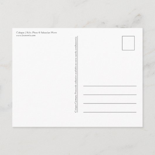 Köln Deutschland Postkarte (Rückseite)